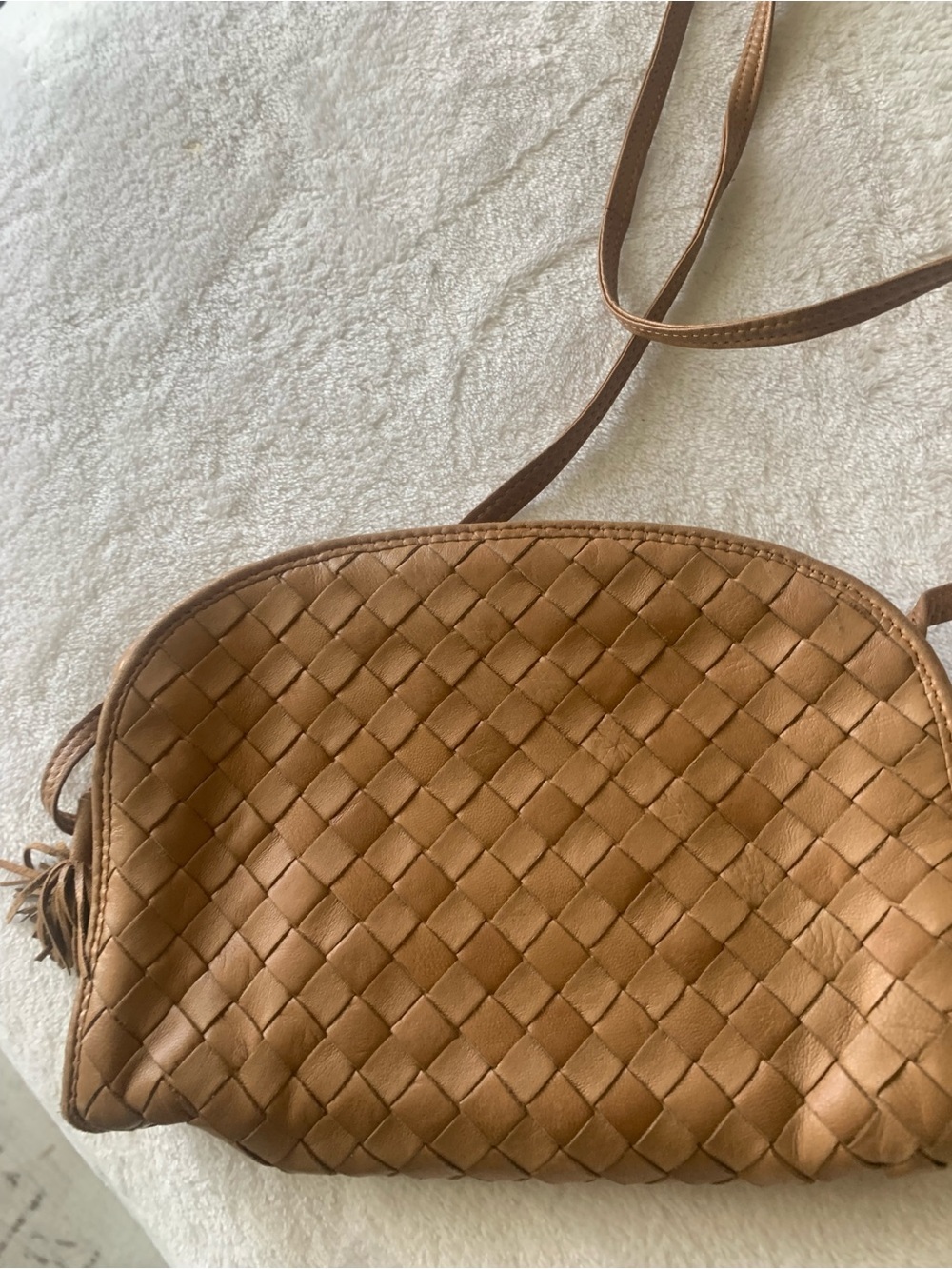 Bottega Veneta Tan Woven Leather Crossbody Small Bag